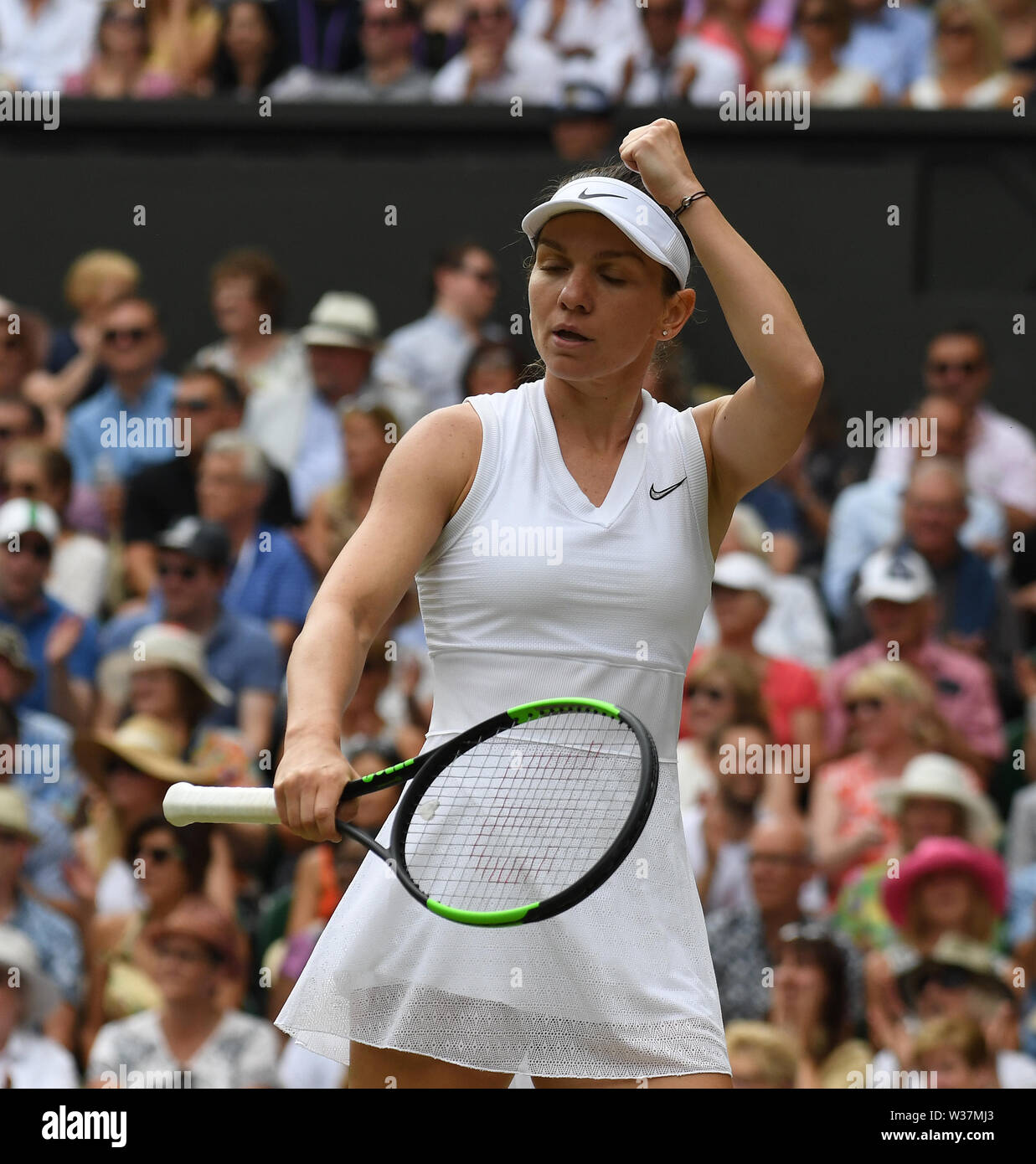 London, UK. 13th July, 2019. The Championships Wimbledon 2019 13072019 Simona Halep( ROU) in Ladies Final Credit: Roger Parker/Alamy Live News Stock Photo