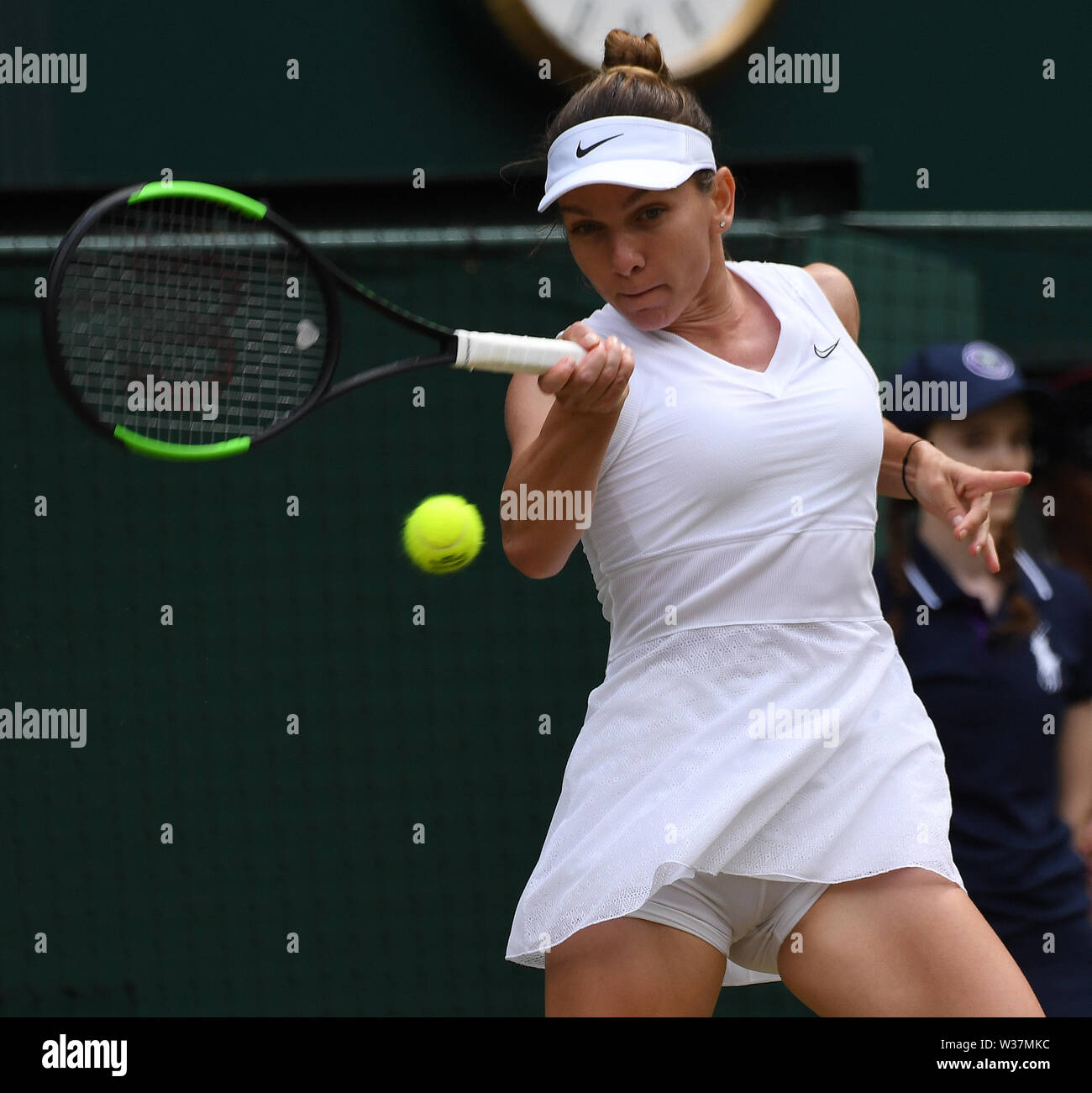 London, UK. 13th July, 2019. The Championships Wimbledon 2019 13072019 Simona Halep( ROU) in Ladies Final Credit: Roger Parker/Alamy Live News Stock Photo