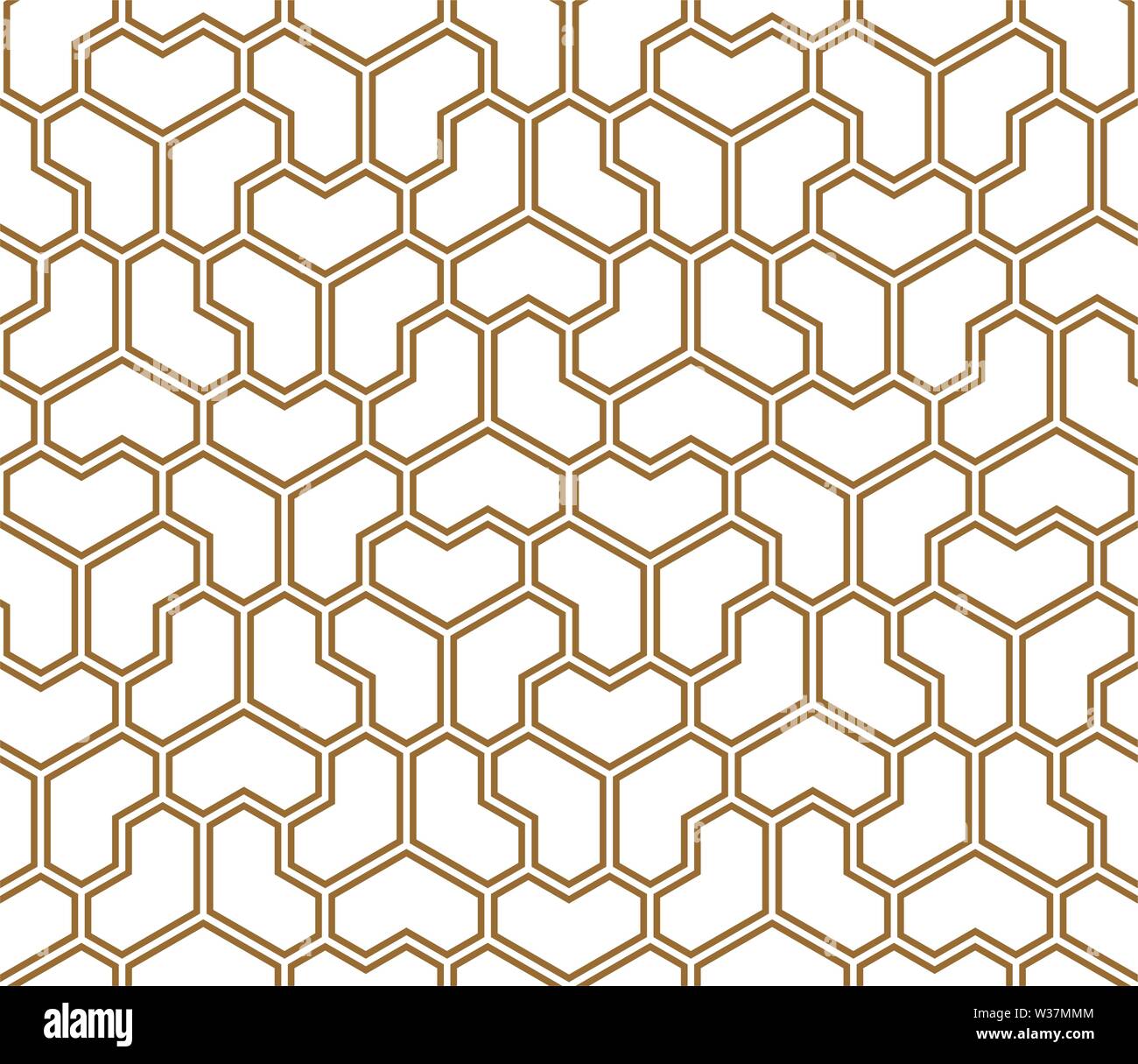 Seamless geometric pattern.Average doubled thickness lines.Golden color Stock Vector