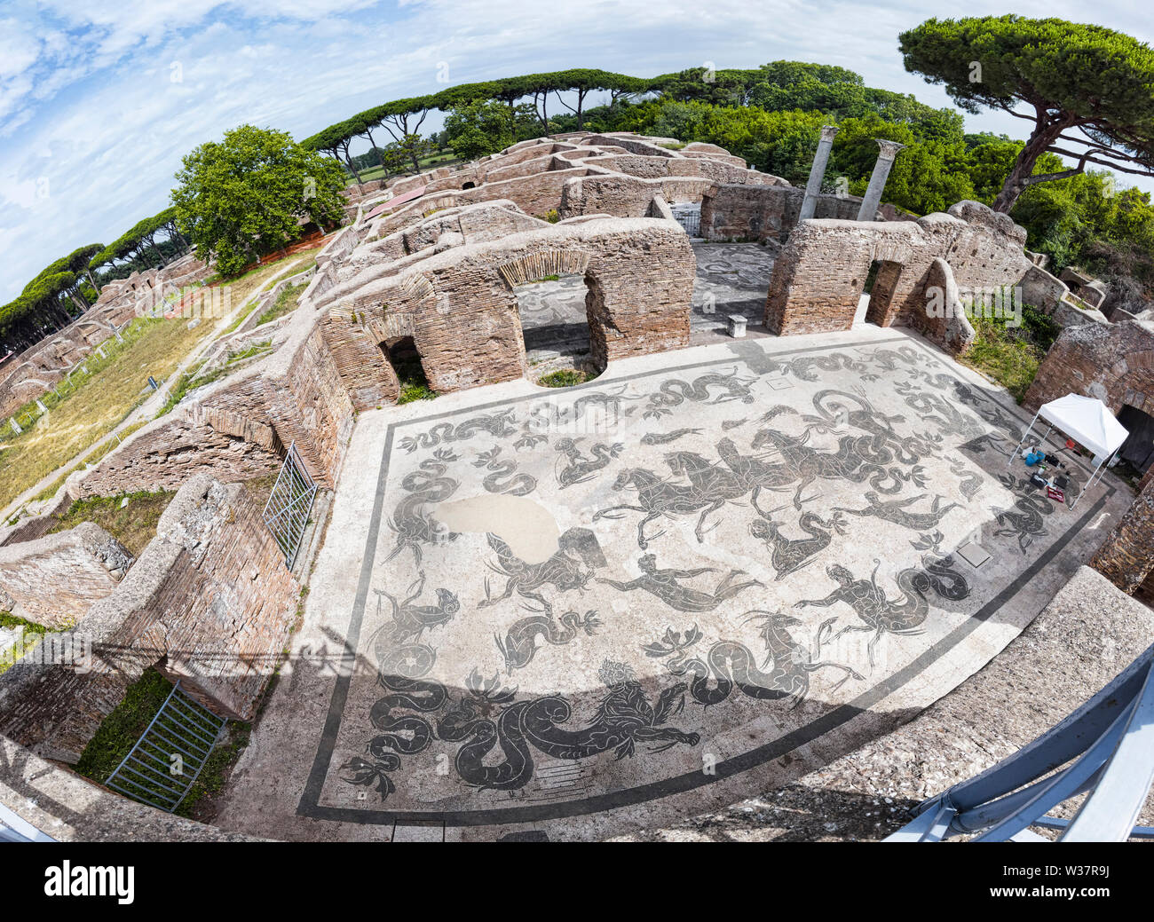 Panoramic view of the thermal baths of Neptune in the archaeological