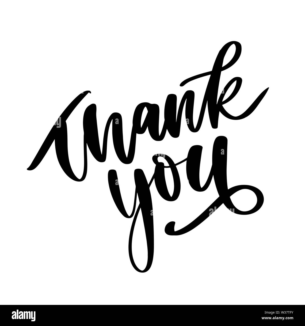 Thank You handwritten inscription. Hand drawn lettering. Thank You