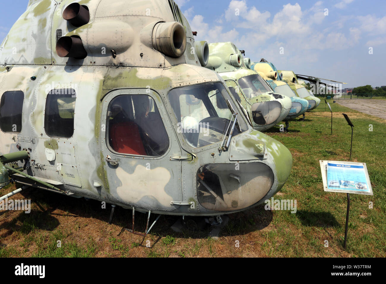 Cracow. Krakow. Poland. Museum of Polish Aviation. The collection of Mi-2 helicopters. Stock Photo