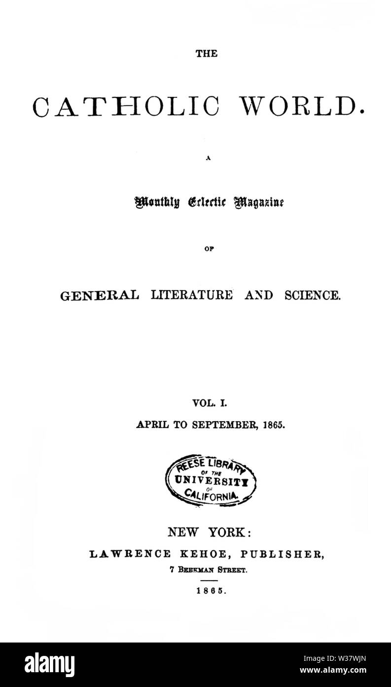 Title page of The Catholic World Stock Photo Alamy