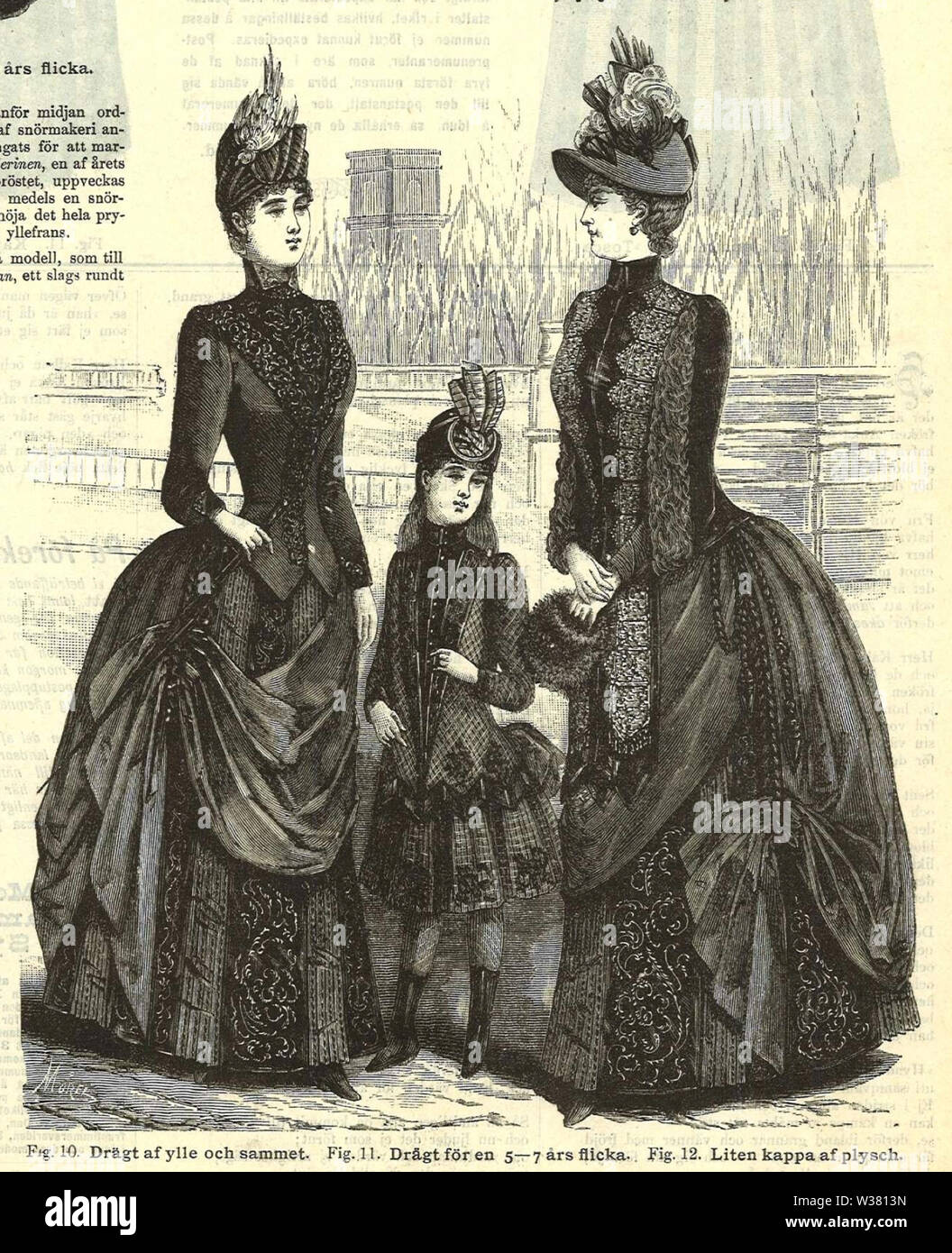 Turnyrklädda damer ur tidningen Idun, nummer 8 den 24e februari 1888 Stock Photo