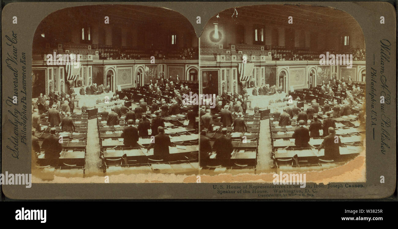 US House of Representatives in session Hon Joseph Cannon, Speaker of the House, Washington, DC, from Robert N Dennis collection of stereoscopic views Stock Photo