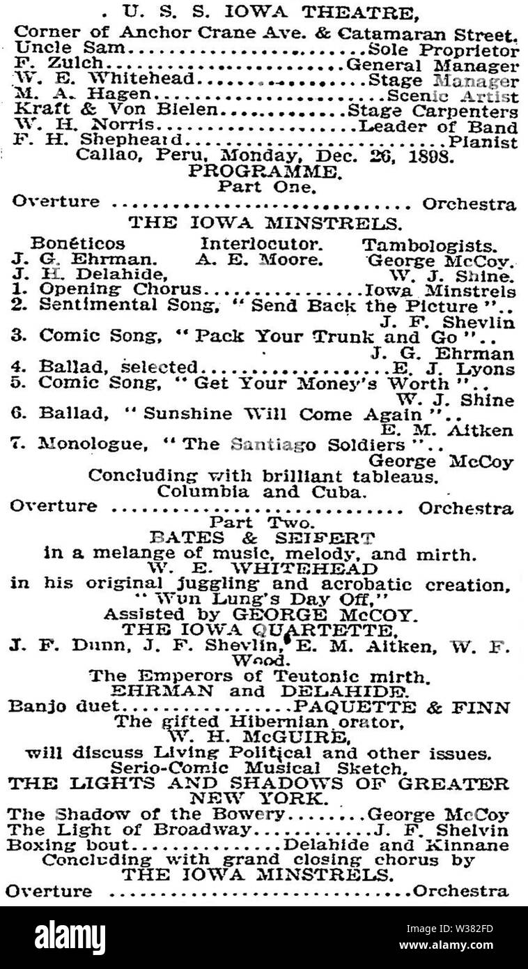 USS Iowa BB-4 Shipboard Program NYTimes Newspaper Article 1899, crop ...
