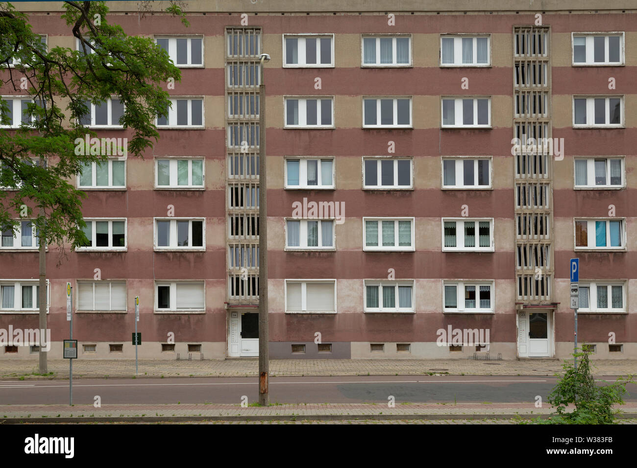 Prefabricated apartment building in Dessau, Germany. Stock Photo