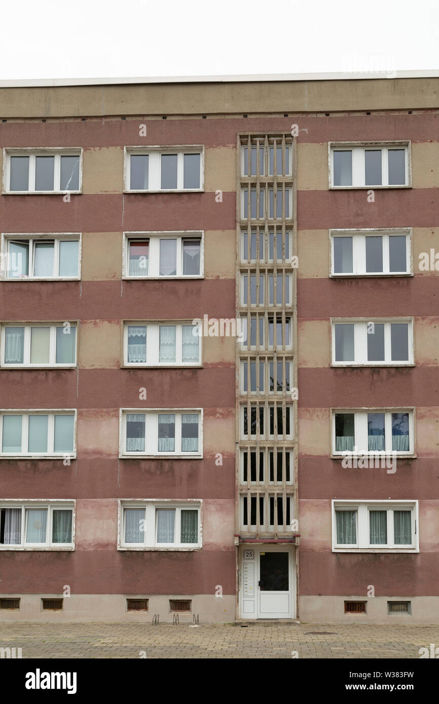 Prefabricated apartment building in Dessau, Germany. Stock Photo