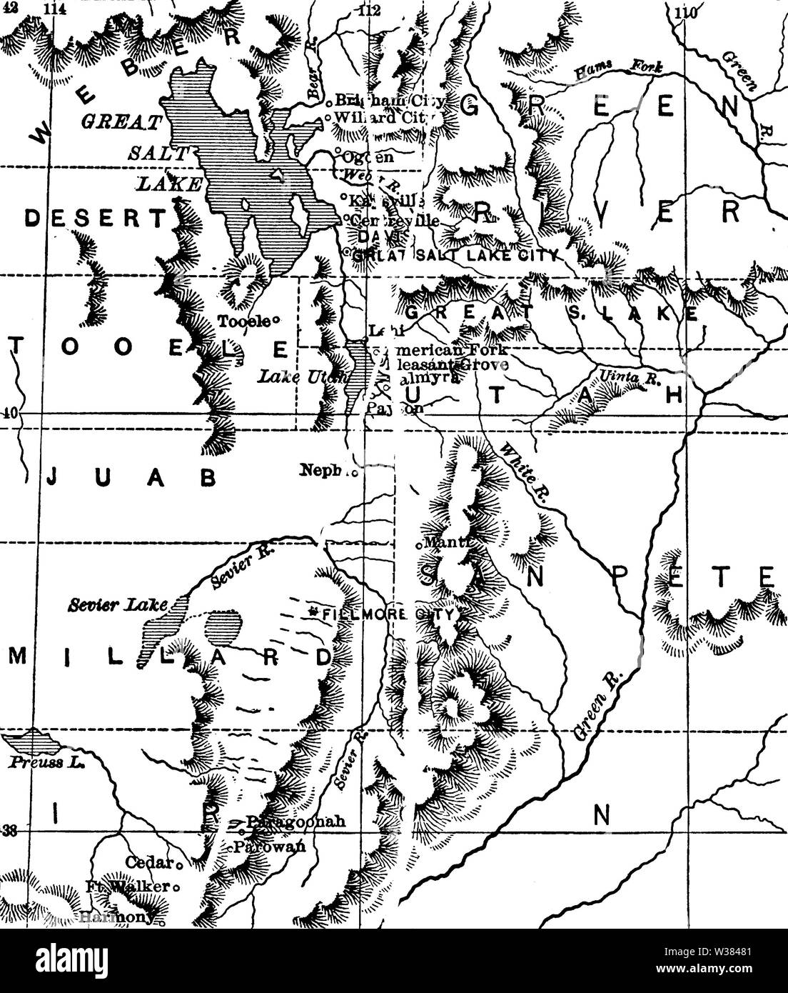 Utah Settlements 1852 BHoU-p306 Stock Photo - Alamy