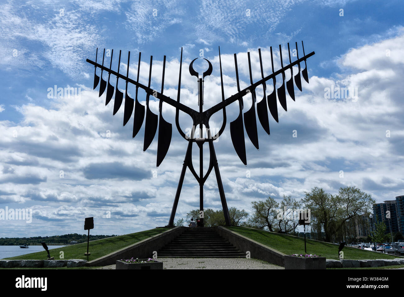 Canada Ontario Barrie at June 2019 the dragon skulpture at the lake Simcoe, a Skycatcher Stock Photo