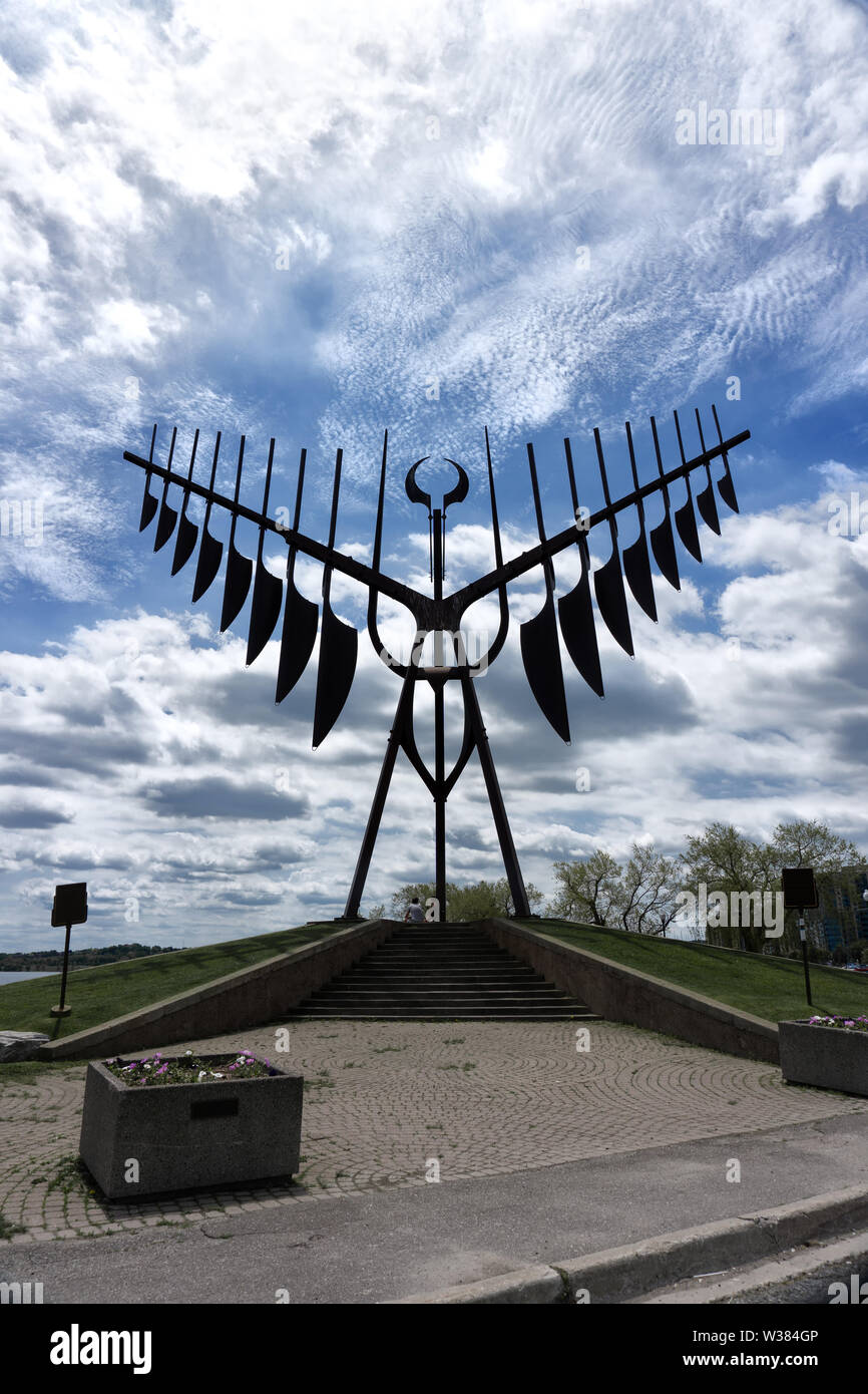 Canada Ontario Barrie at June 2019 the dragon skulpture at the lake Simcoe, a Skycatcher Stock Photo