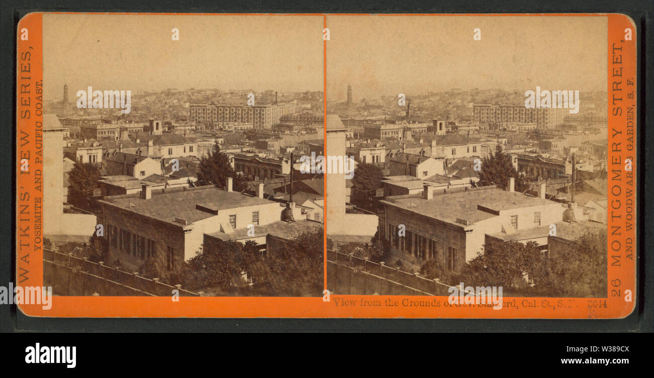 View from the Grounds of Gov Stanford, Cal St, SF, by Watkins, Carleton E, 1829-1916 Stock Photo