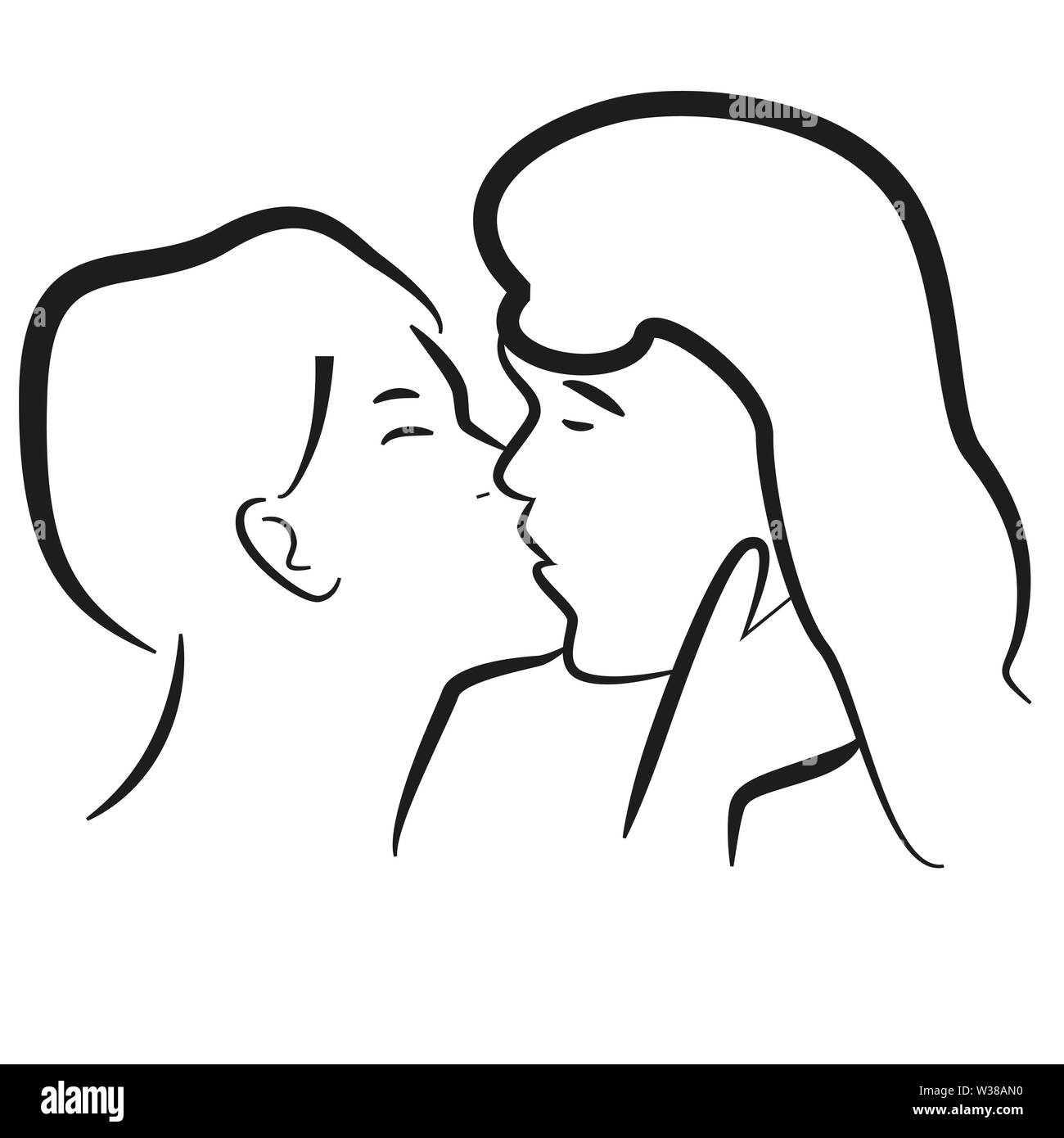 two people in love clipart black and white