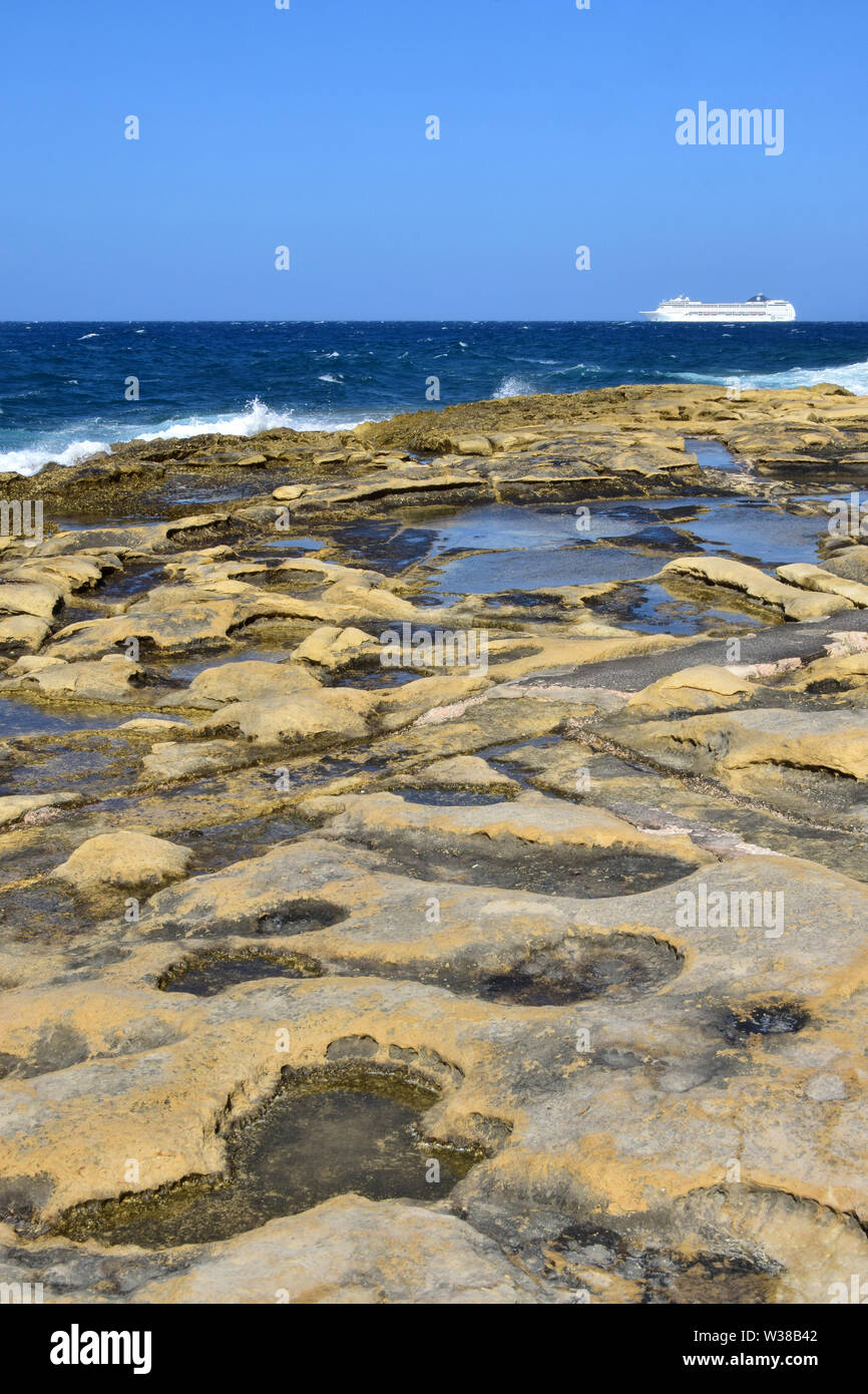 Beach, Sliema, Malta, Europe Stock Photo
