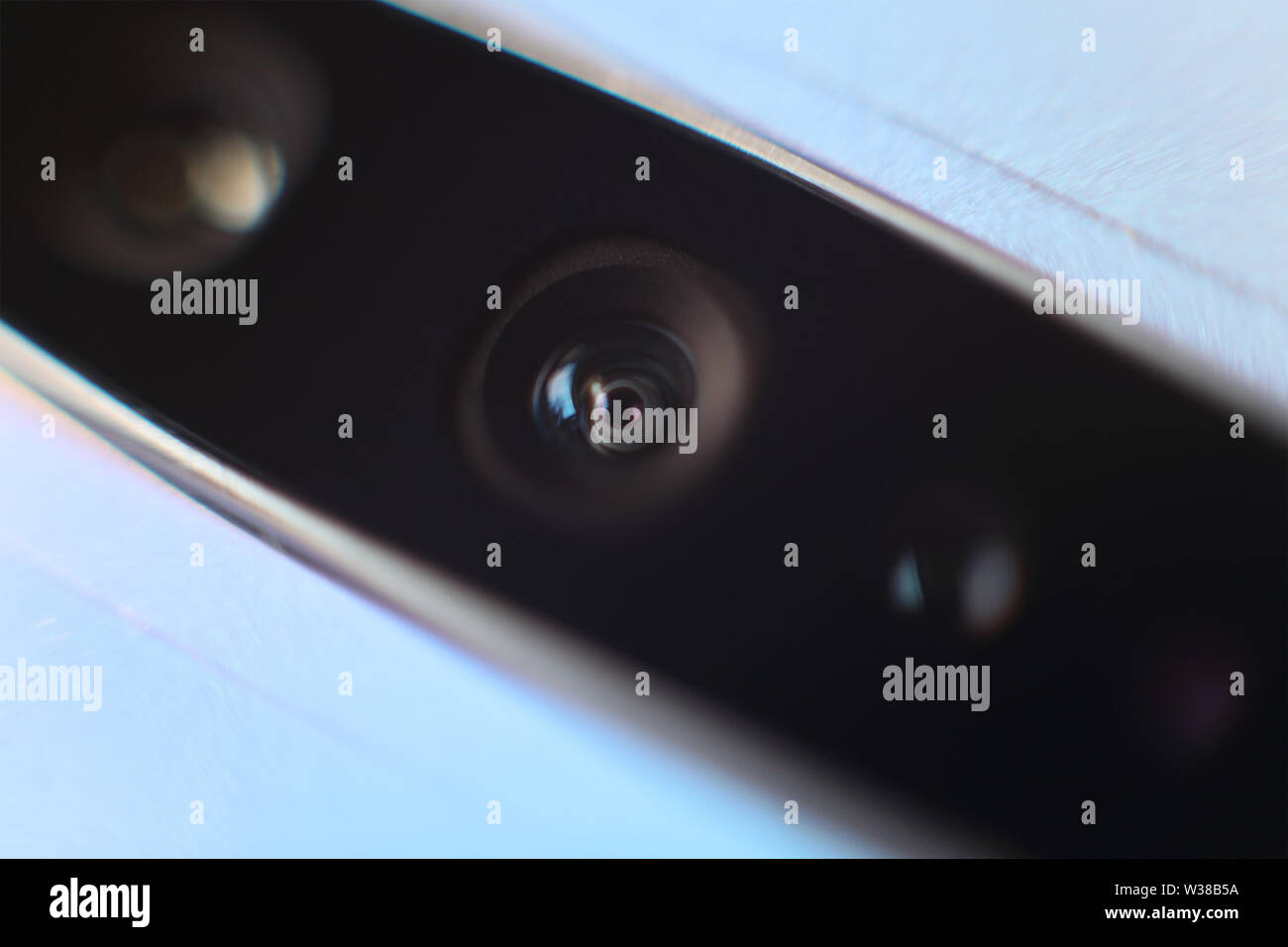 The multiple camera lenses on the back of a Samsung Galaxy S10 5G enabled phone, in London. Stock Photo