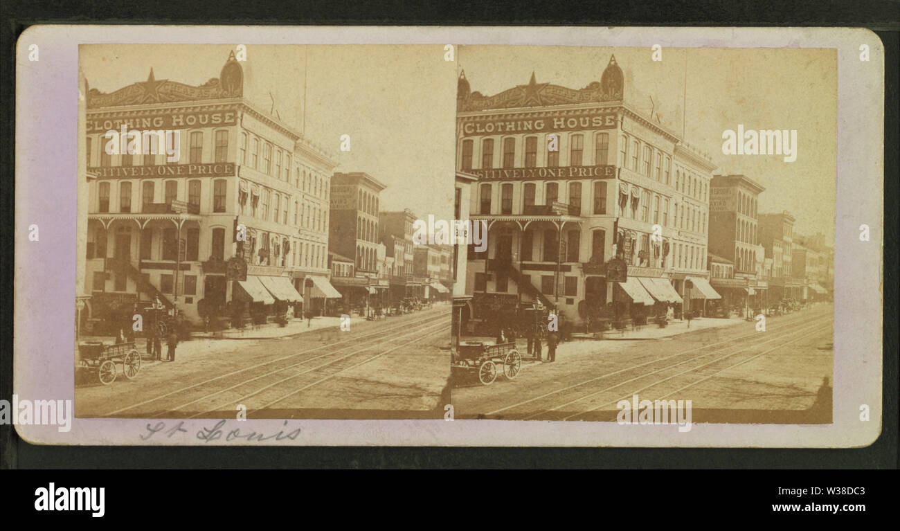 View of a clothing house and other stores in the commercial area in St