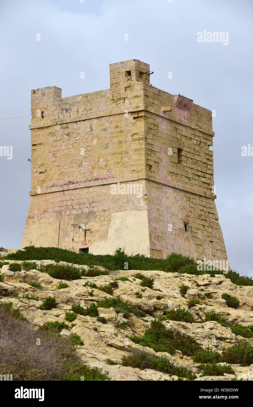 Old watch tower, Blue Grotto, Wied izZurrieq, Malta, Europe Stock Photo Alamy
