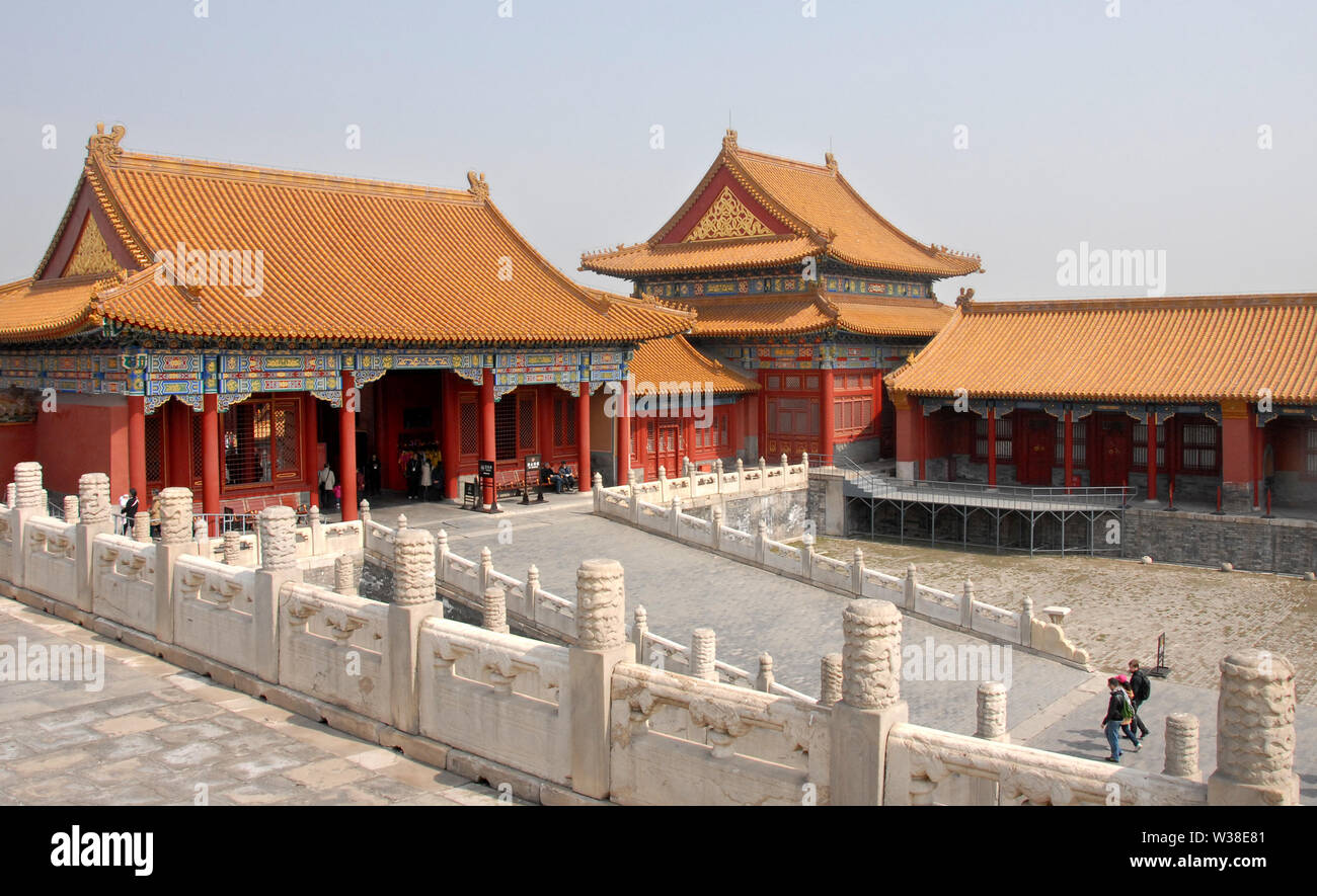 Forbidden City, Beijing, China. A traditional gate inside the Forbidden City. The Forbidden City has traditional Chinese architecture. UNESCO, Beijing Stock Photo