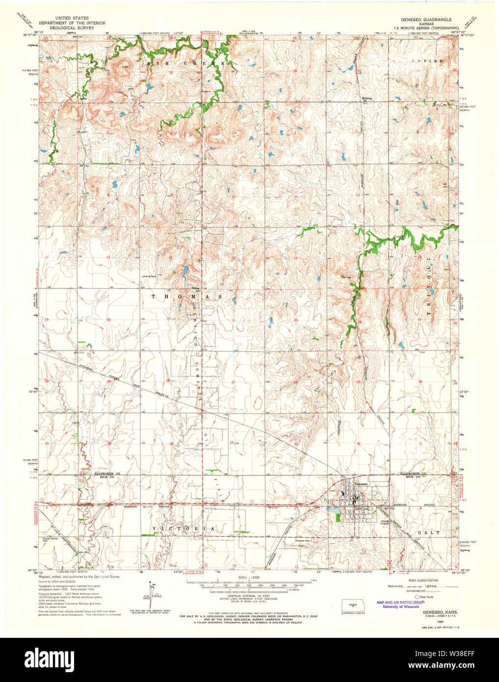 Map of geneseo Cut Out Stock Images - Usgs Topo Map Kansas Ks Geneseo 511410 1964 24000 Restoration W38EFF