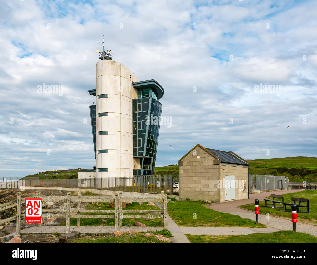Aberdeen shipping control tower, Aberdeen harbour, Scotland, UK Stock Photo