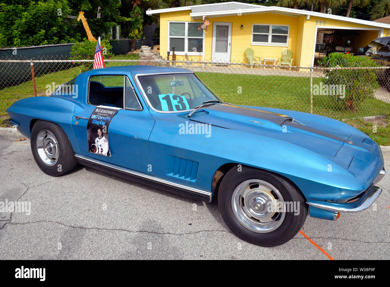 Cocoa Beach, Florida, USA. July 13, 2019. See our heroes as they ride through the City of Cocoa Beach in convertible Corvettes and witness the future of technology and innovation throughout the space industry! Former Apollo 15 Astronaut Al Worden with Space Shuttle Astronauts recreate the historic “Astronaut Corvette parade of the 60's.” Photo Credit: Julian Leek/Alamy Live News Stock Photo