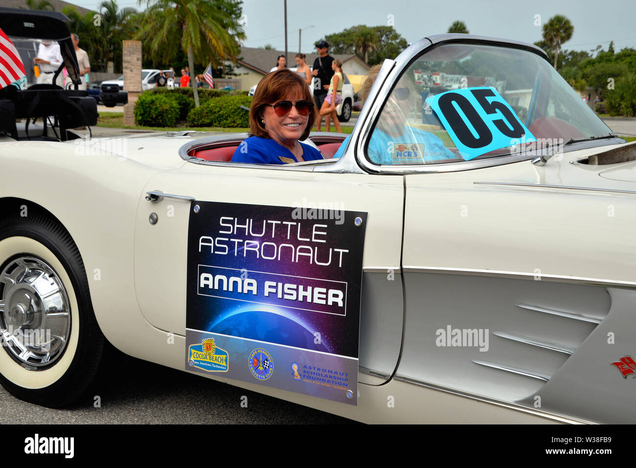 Cocoa Beach, Florida, USA. July 13, 2019. See our heroes as they ride through the City of Cocoa Beach in convertible Corvettes and witness the future of technology and innovation throughout the space industry! Former Apollo 15 Astronaut Al Worden with Space Shuttle Astronauts recreate the historic “Astronaut Corvette parade of the 60's.” Photo Credit: Julian Leek/Alamy Live News Stock Photo