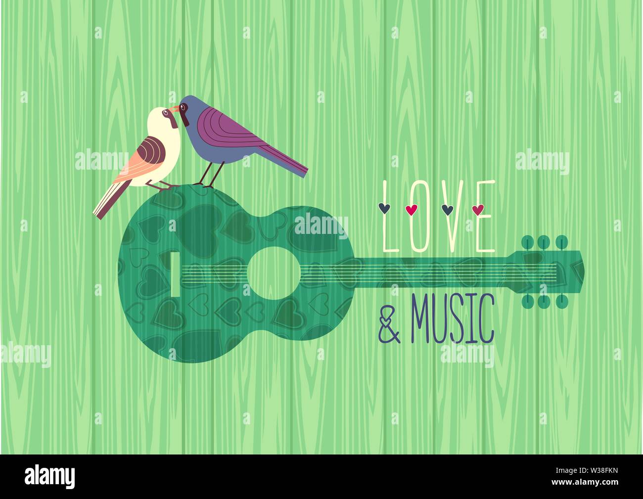 Love music design flat color vector poster template Stock Vector