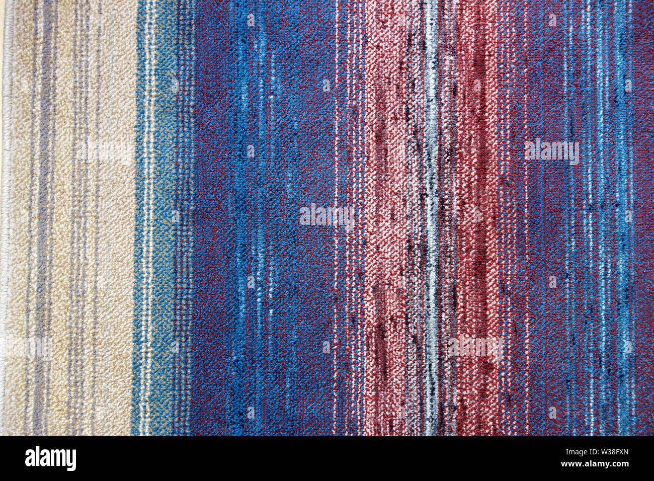 blue red and beige rug - vertical stripes background Stock Photo