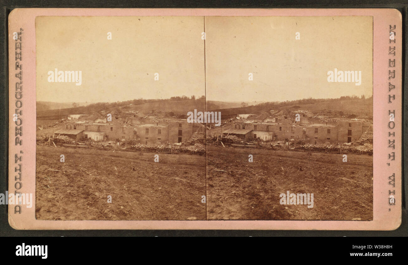 View of tornado damage, 1878, Mineral Point, Wisconsin, by D Jolly