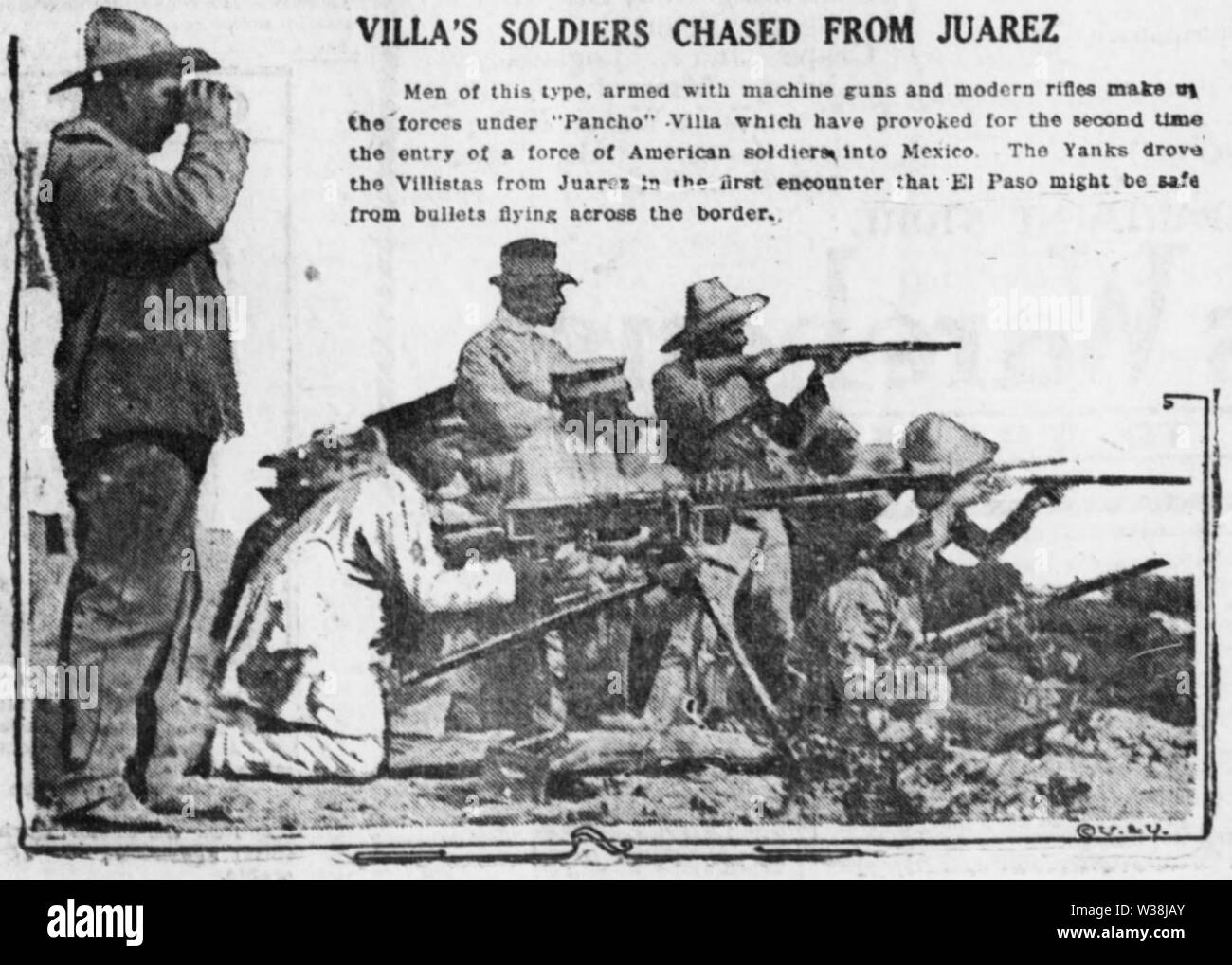 Villa soldiers chased from Juarez June 1919 Stock Photo