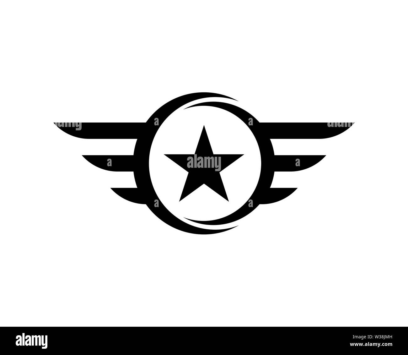 Wings With Star Icon Winged Logo Template Air Force Badge Army