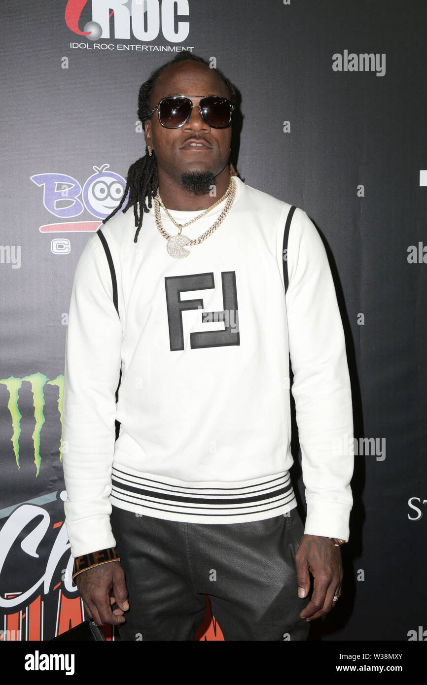 July 8, 2019 - Westwood, CA, USA - LOS ANGELES - JUL 8:  Adam Jones, Pacman at the Monster Energy $50K Charity Challenge Celebrity Basketball Game at the Pauley Pavillion on July 8, 2019 in Westwood, CA (Credit Image: © Kay Blake/ZUMA Wire) Stock Photo