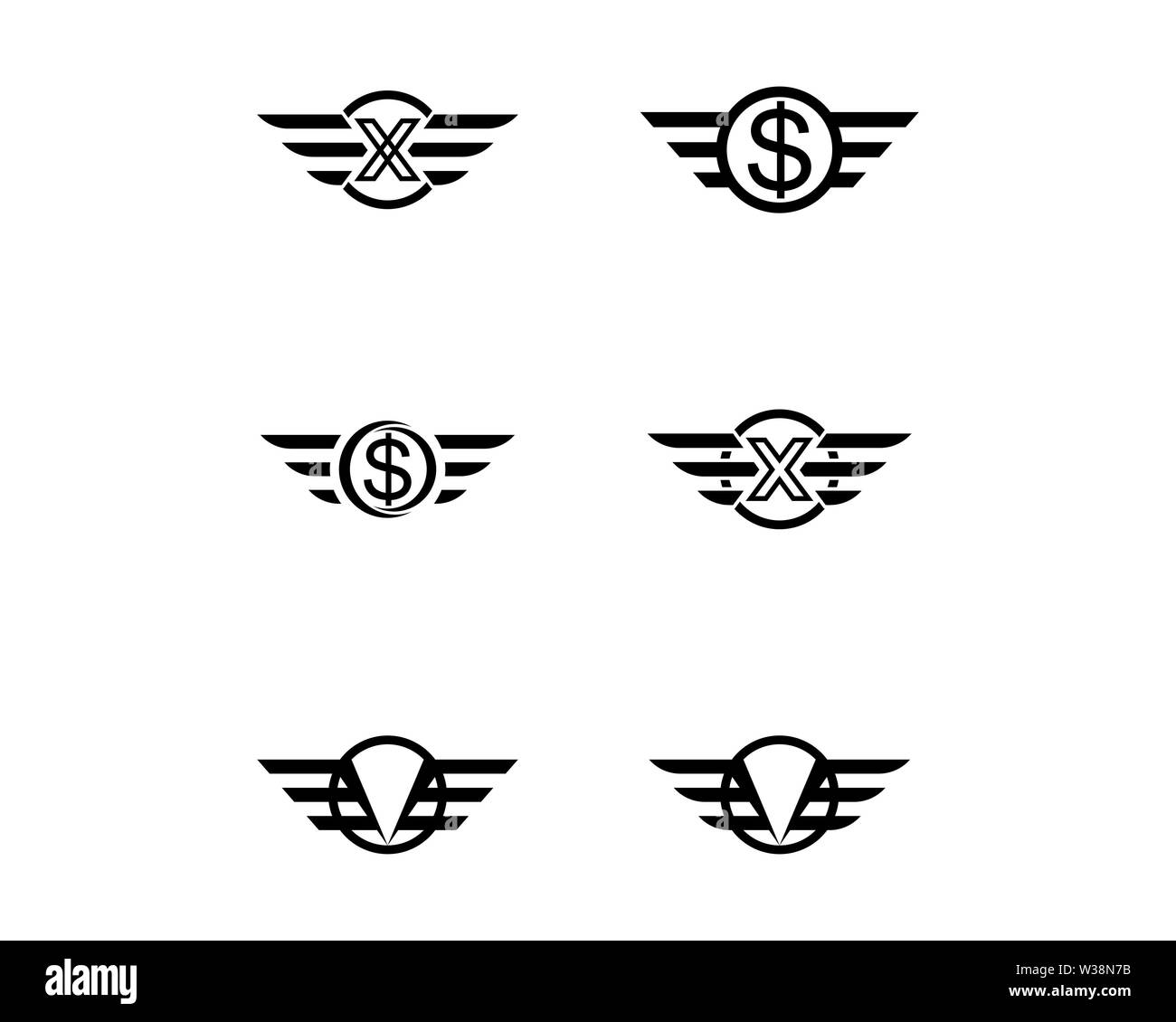 Falcon Wing Logo Template vector icon Stock Photo - Alamy