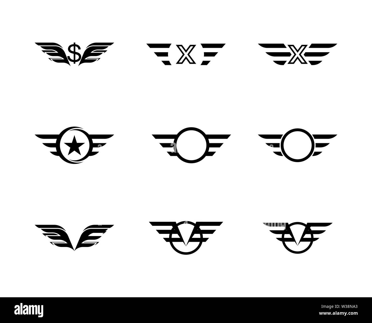 Falcon Wing Logo Template vector icon Stock Photo - Alamy