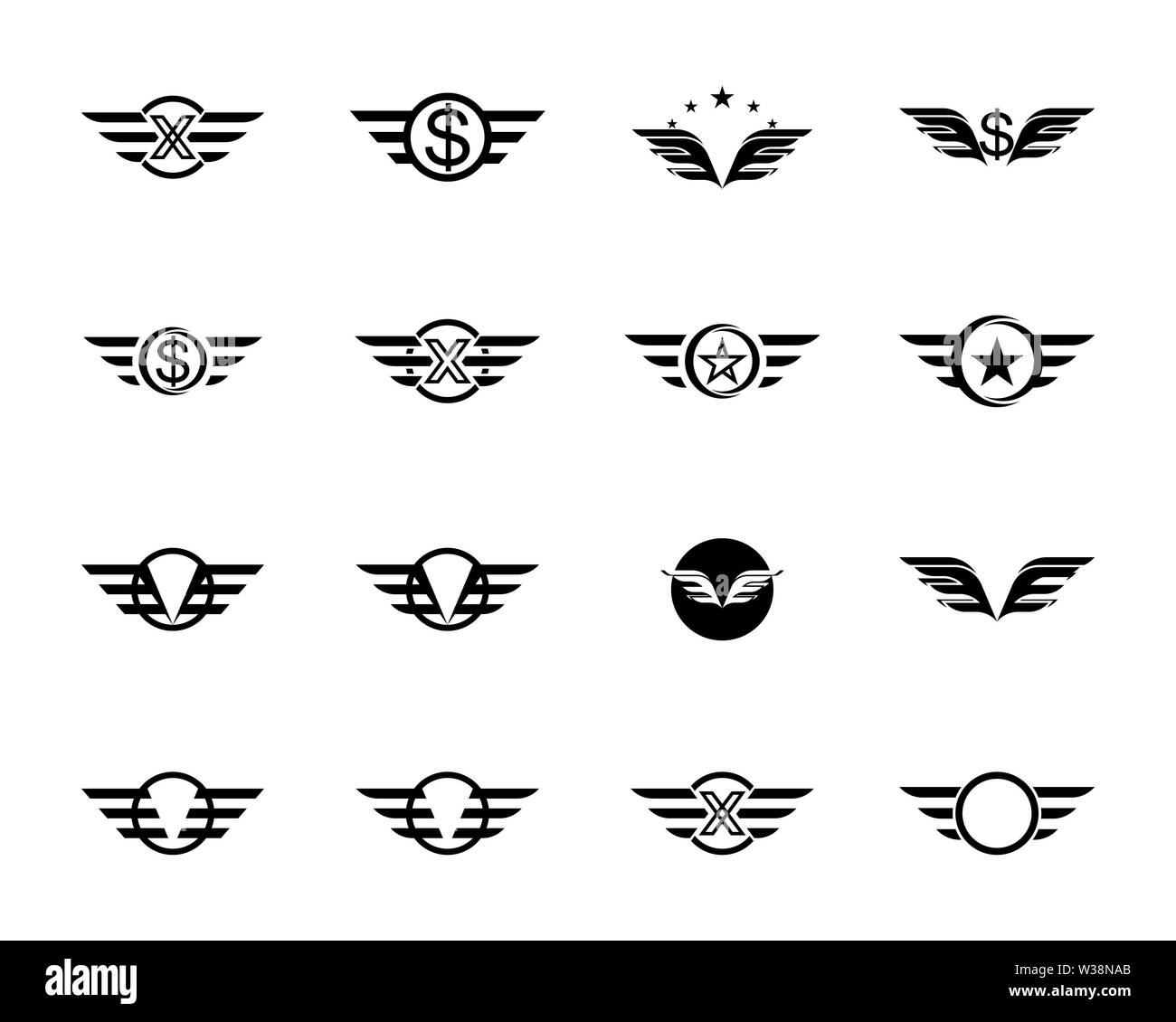 Falcon Wing Logo Template vector icon Stock Photo - Alamy