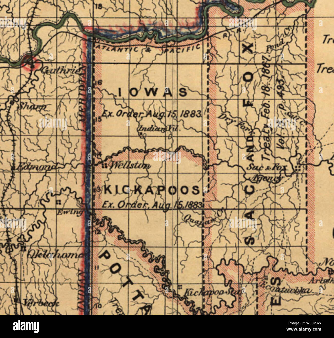 Wellston OK map 1887 Stock Photo Alamy