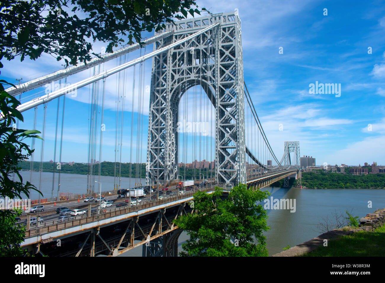 View of the George Washington Bridge taken from Fort Lee Historic Park. Stock Photo
