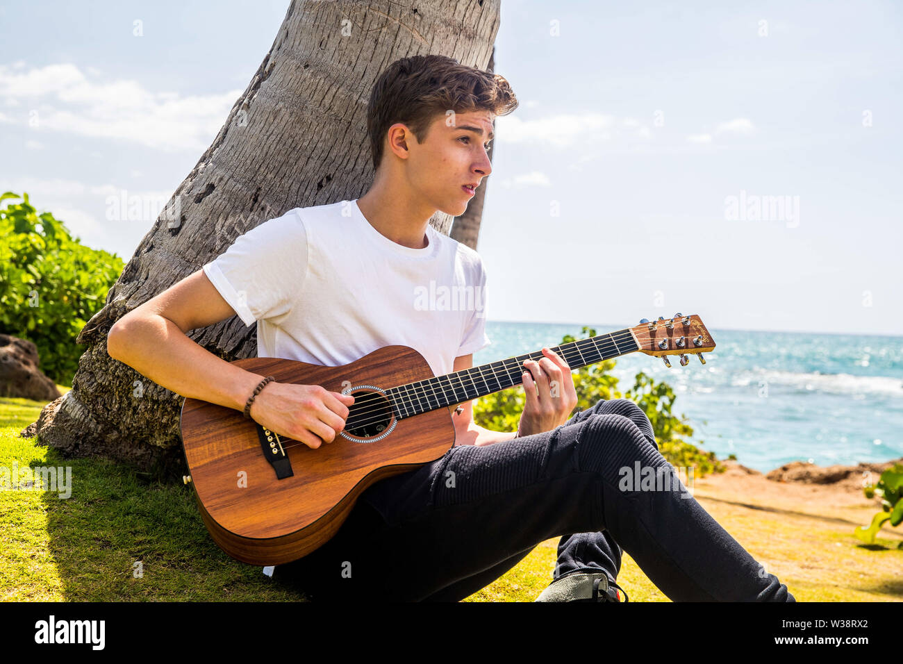 June 14, 2019 - Ko Olina, Hawaii, U.S - COBY JAMES promotional photo shoot in Ko Lina, Hawaii.   Coby James Martin is a Christian Singer Songwriter embarking on his first US Tour supporting Christian Artist Danny Gokey. (Credit Image: © Andy Martin Jr./ZUMA Wire) Stock Photo