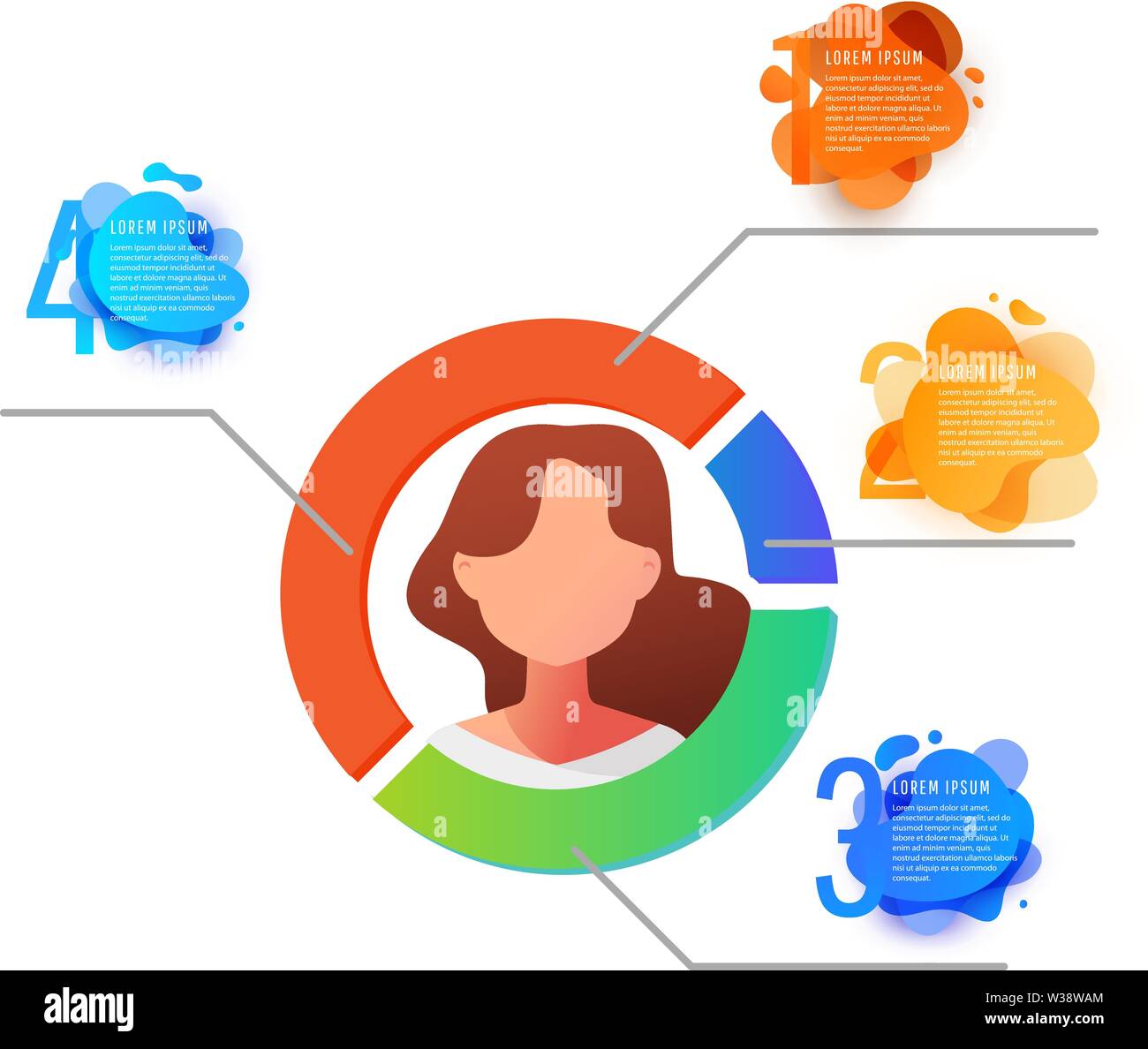 Infographic business concept with human head, text blocks Stock Vector