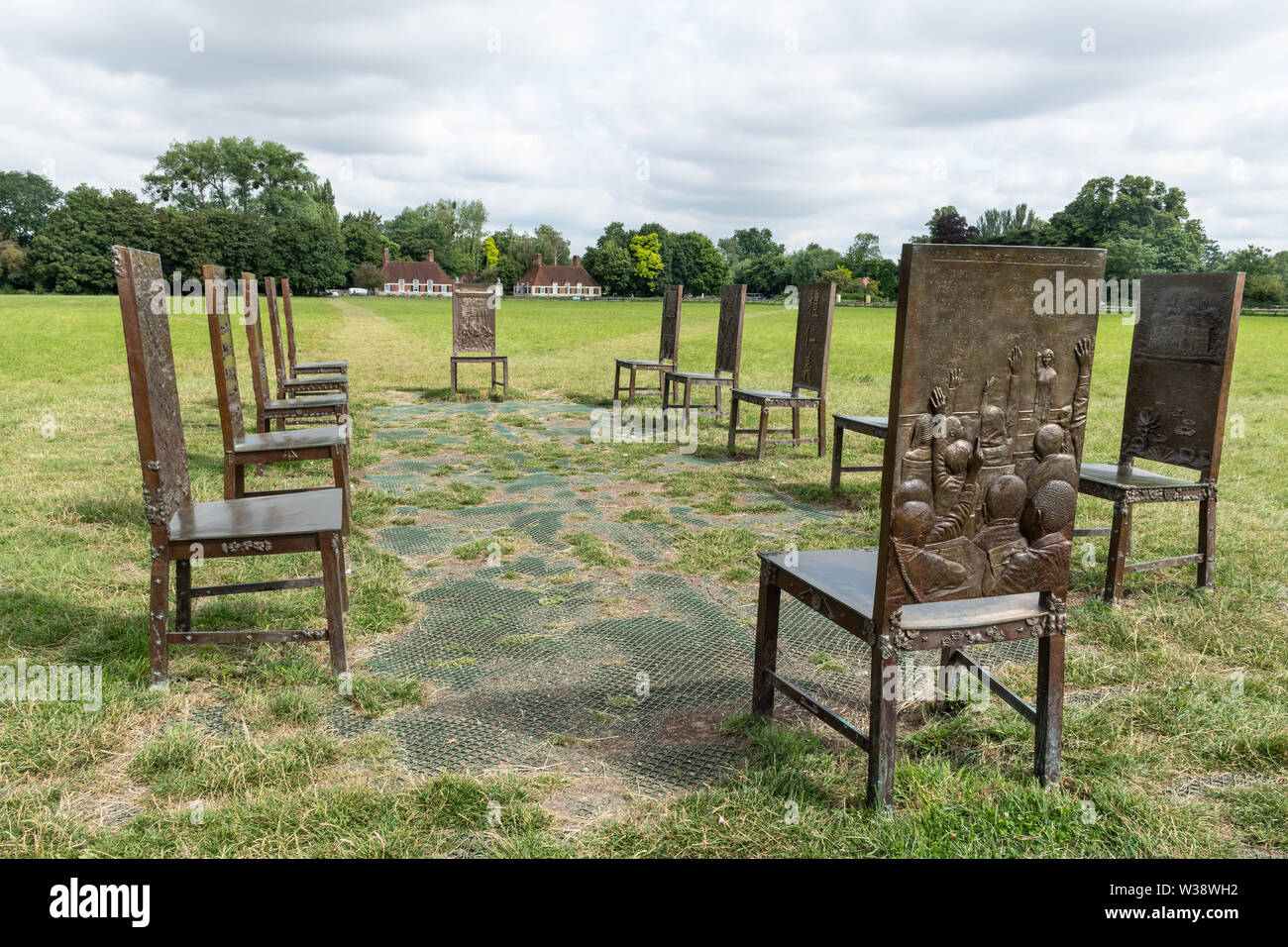 The Jurors artwork by sculptor Huw Locke at Runnymede, commissioned on the 800th Anniversary of the Magna Carta, Surrey, UK Stock Photo