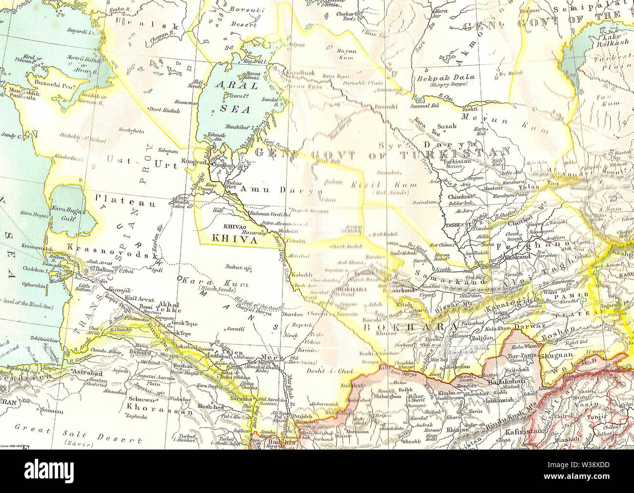 XXth Century Citizen's Atlas map of Central Asia Stock Photo