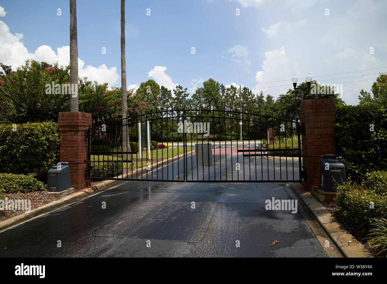 inside the gates of a residential gated community in florida USA United States of America Stock Photo