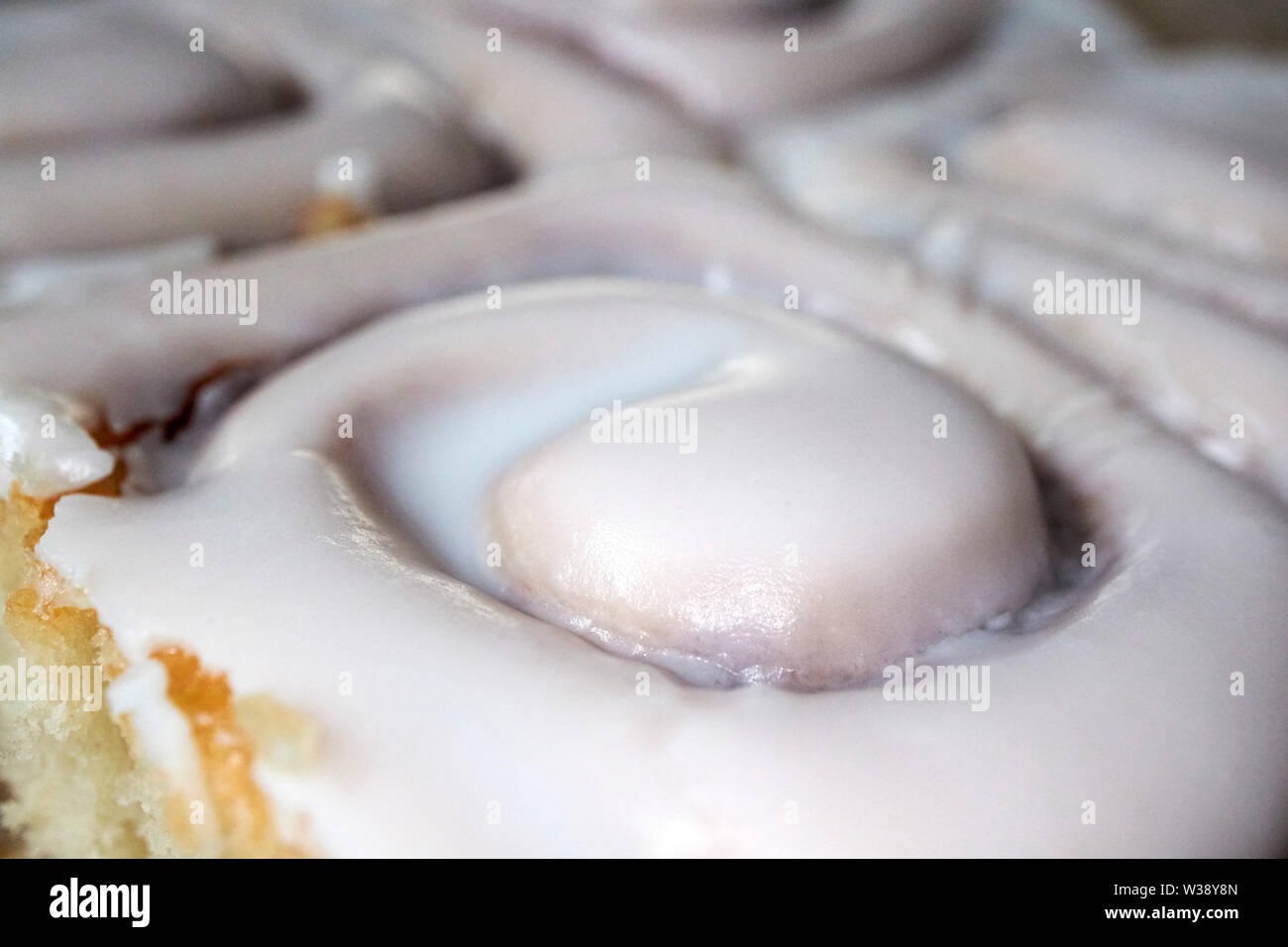 iced cinnamon rolls in the USA United States of America Stock Photo