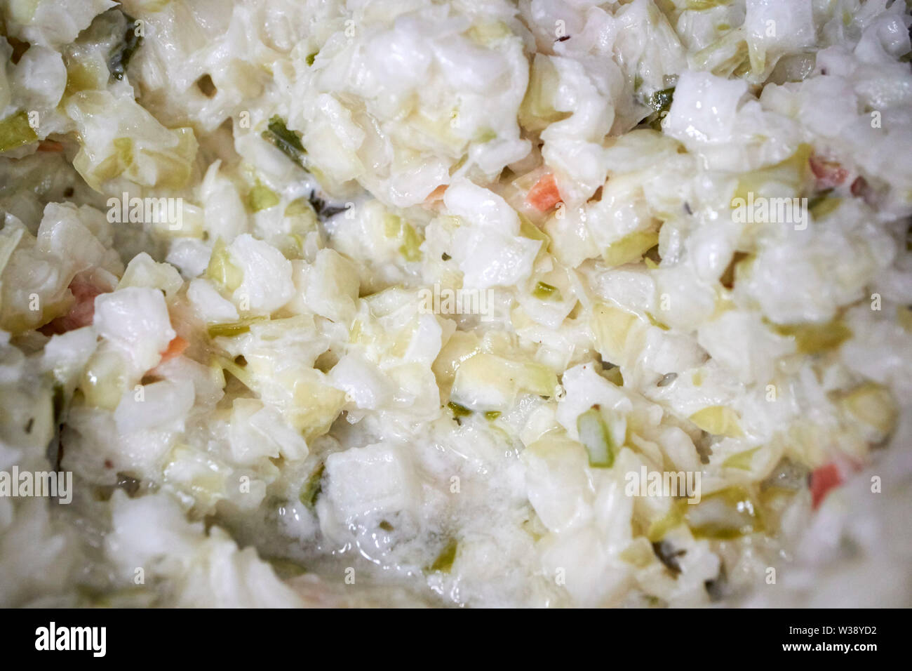 finely chopped coleslaw produced in the USA United States of America Stock Photo