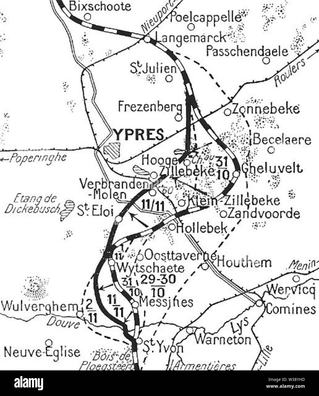 Ypres front, from 2-11 November 1914 Stock Photo