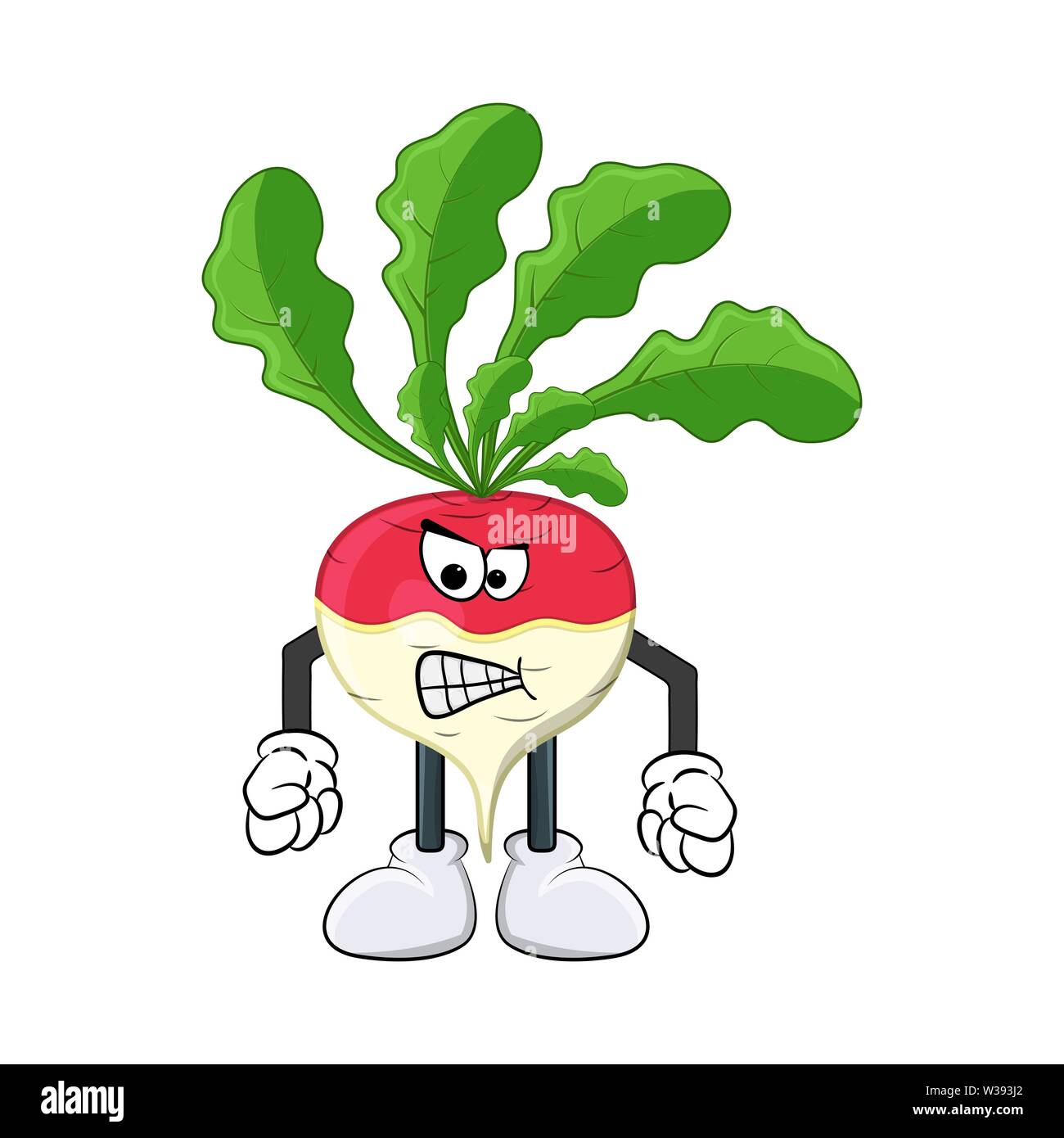 turnip angry, mad cartoon character illustration  isolated on white background Stock Vector