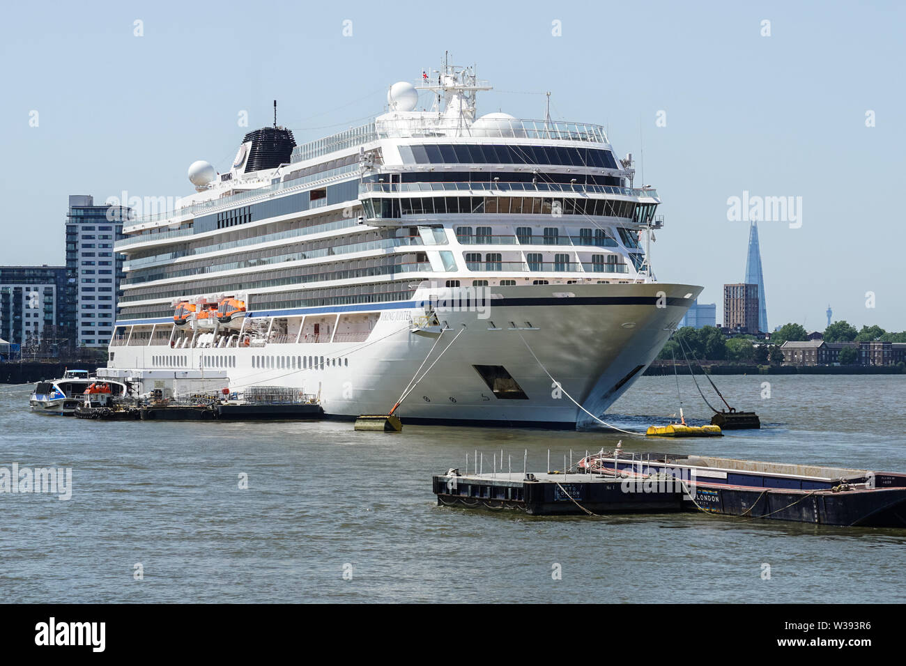The Viking Star cruise ship moored at Greenwich in London, England, United Kingdom, UK Stock Photo