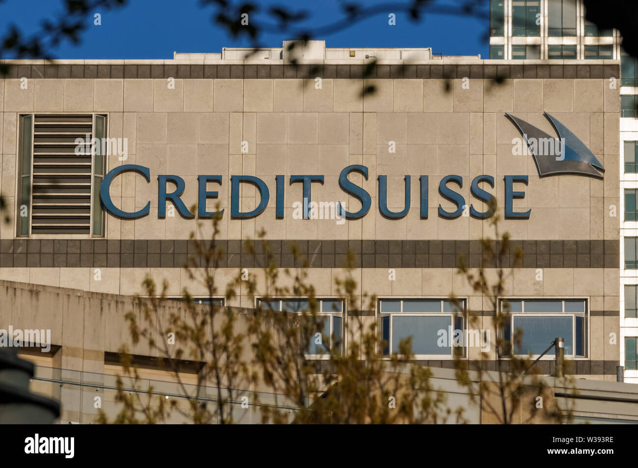 Credit Suisse offices at Canary Wharf, London England United Kingdom UK Stock Photo