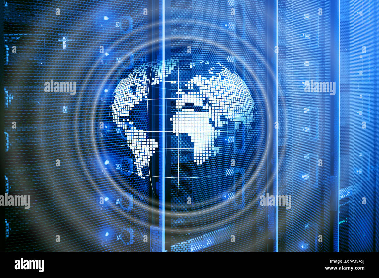 Planet Earth Hologram Globe Global communication World Wide Business concept Stock Photo