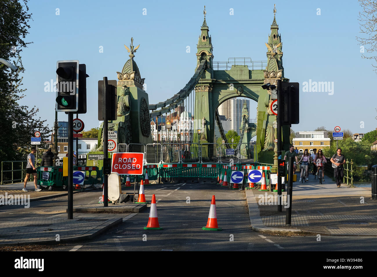 Hammersmith Bridge has been closed while undergoing a complete refurbishment, London England United Kingdom UK Stock Photo